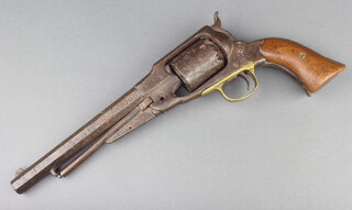 A 19th Century 6 shot Remington Type "Navy Patent" percussion revolver with 16cm octagonal barrel 