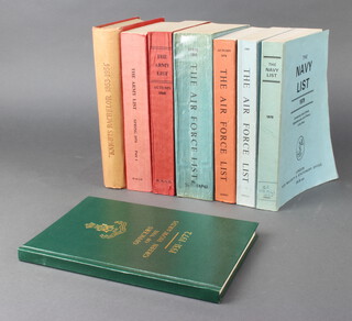 One volume "Knights Bachelor 1953-1954, a List of Existing Knights", 2 volumes "The Army List 1968 and 1971", 3 volumes "The Air Force List 1969, 1978 and 1980", "The Navy List 1979" and "Officers of The Green Howards 1931-1972" 
