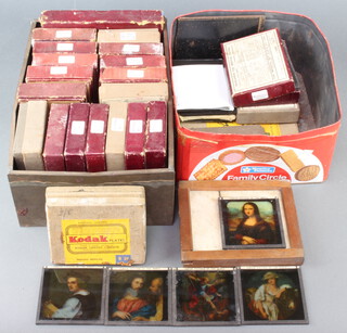 A collection of 19th/20th Century photographic glass plates - holiday resorts etc, contained in 2 small metal boxes 