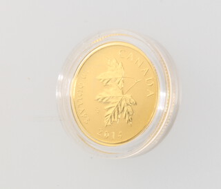 A 2014, 24ct gold maple leaf Canada 10 dollars coin, 7.7 grams 