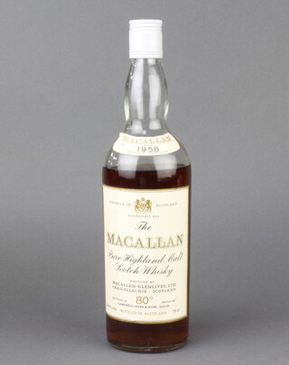 A bottle of 1958 bonded The Macallan pure highland malt whisky