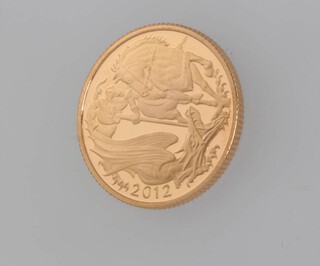 A 2012 Diamond Jubilee gold proof sovereign, boxed
