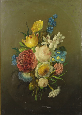 19th Century oil on panel, still life of flowers, 51cm x 37cm 