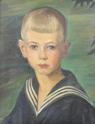 Early 20th Century oil on canvas unsigned, study of a boy wearing a sailor suit 40cm x 32cm 