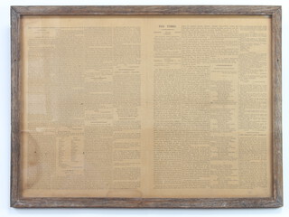 Newspaper, a front cover of The Times dated Wednesday November 6th 1805, (Trafalgar) framed 