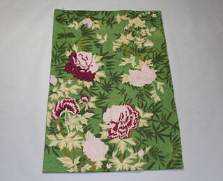 A green and floral patterned Chinese stitchwork panel 182cm x 119cm 