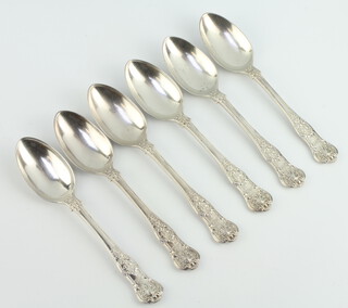 A set of 6 William IV Kings pattern dessert spoons with chased monogram London 1835 Thomas Wallis 410 grams