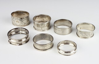 A silver napkin ring Sheffield 1918 and 6 others, 86 grams 