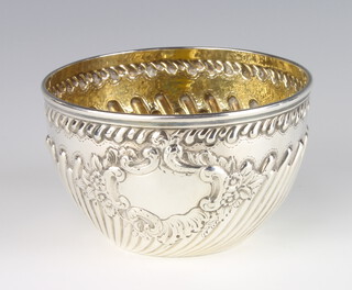 A repousse silver bowl with demi-fluted decoration London 1884, John Aldwinckle & Thomas Slater 128 grams, 11cm 