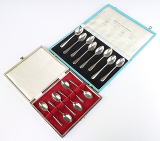 A set of 8 silver coffee spoons London, Birmingham, Sheffield and Edinburgh 1987, 6 other coffee spoons, cased, 150 grams