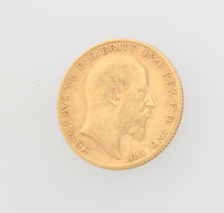 A gold half sovereign, 1906