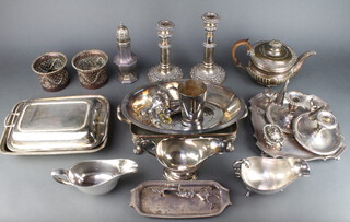 A silver plated entree set and minor plated wares 