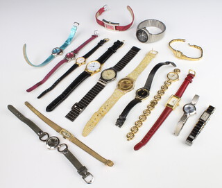 A gentleman's gilt cased quartz wristwatch and minor wristwatches 