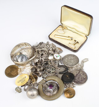 A silver bracelet and a quantity of silver jewellery 310 grams