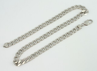A silver flat link necklace 80 grams