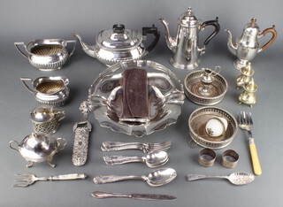 A Queen Anne style plated coffee pot and minor plated wares 
