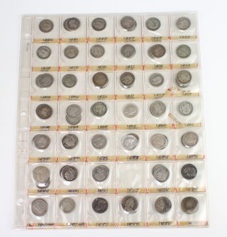 A quantity of sixpences, George III, George IV, Victoria, Edward VII, George V, 166 grams 
