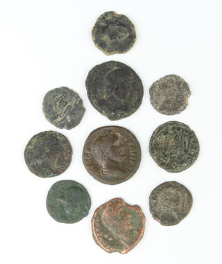 Ten bronze Roman coins 
