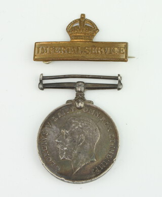 A British War medal to 4875 Pte.R.G.Cole 9/Lond.R together with an Imperial Service badge 