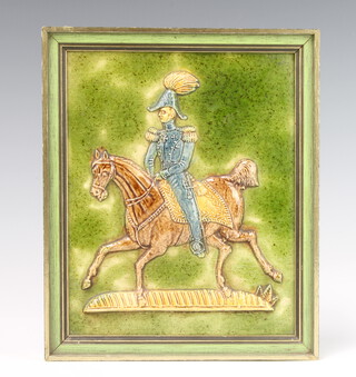 A Staffordshire style panel of The Duke of Wellington on horseback 23cm x 19cm 