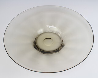 A Studio Glass smoky glass shallow circular bowl 42cm 