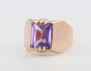 A 15ct rose gold amethyst dress ring, 5.3 grams, size Q