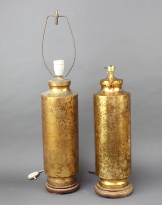Two similar Chinese style marble metal table lamps 48cm and 47cm 