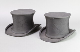 A gentleman's folding opera hat by Harrods size 7 3/8 and 1 other by The Cork Hat Company, size 6 3/4.