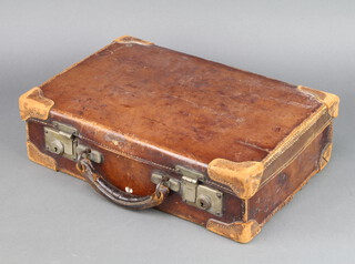 A 1930's brown leather attache case 11cm x 40cm x 28cm 