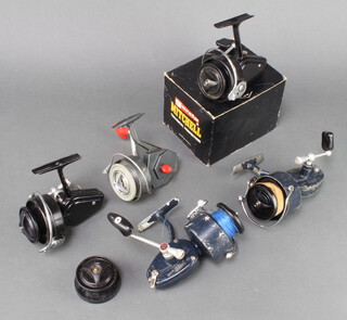 A Mitchell 411 fishing reel, ditto 325 boxed, 326, 440 and 1 other 