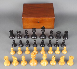 A turned wooden Staunton chess set 