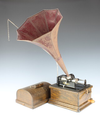 An Edison fireside phonograph complete with horn and instructions 
