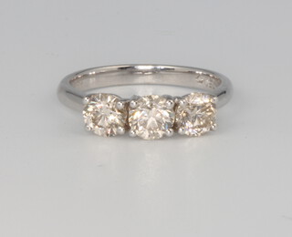 An 18ct yellow gold 3 stone diamond ring approx. 1.58ct, size M