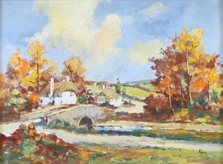 Alan King, oil on board signed, "The Four Seasons, Autumn in Devon" label to verso, 14cm x 19cm 