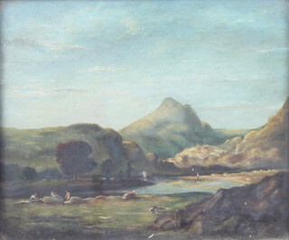 Alfred Wilson, oil on canvas unsigned, "On The Wye" 25cm x 29cm 