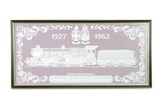 Embroidery, Great Western Railway 1927-1962 6000 King George V, 31cm x 67cm 