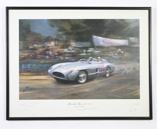 Frank Wootton, print, "Mercedes Benz 300SLR" signed in pencil by the artist and Stirling Moss no.502/850, 43cm x 55cm 