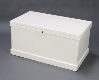 A Victorian white painted pine coffer with hinged lid 46cm h x 92cm w x 54cm d 