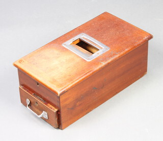 A rectangular mahogany till 17cm h x 45cm l x 23cm w 
