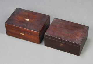 Two Victorian rectangular rosewood trinket boxes with hinged lids 11cm x 26cm x 19cm 