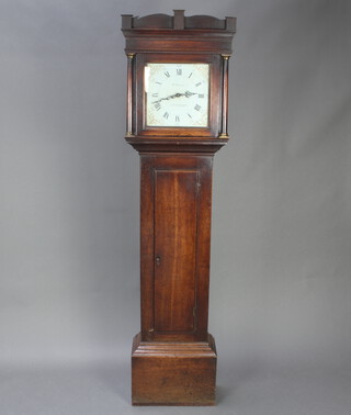 R D Francis of Atteburgh, an 18th Century 30 hour longcase clock, the 27cm dial painted spandrels and Roman numerals, contained in an oak case 90cm h - PLEASE NOTE - the movement has been replaced with a quartz movement 