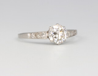 A platinum single stone diamond ring, approx. 0.5ct, 2.3 grams, size O