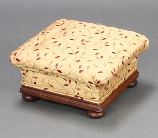 A Victorian cushion shaped stool raised on bun feet 17cm h x 36cm w x 36cm d 