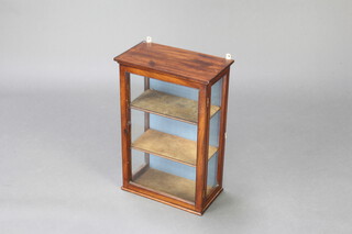 A Victorian mahogany hanging display cabinet, fitted shelves enclosed by a glazed panelled door 50cm h x 34cm w x 18cm d 