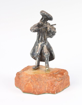 A 925 silver figure of a violin player on a hardstone base 7cm 