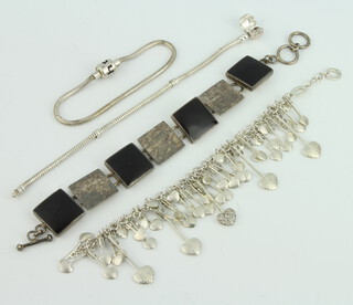 A stylish silver bracelet and 3 others 105 grams 