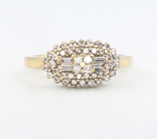 A 9ct yellow gold diamond ring size P 1/2, 3.9 grams