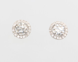 A pair of 18ct white gold halo diamond ear studs, approx. 0.36ct, colour G/H, clarity SI 