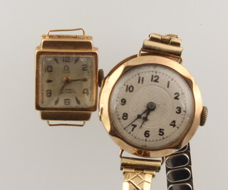 A lady's 18ct yellow gold Titus wristwatch (no strap) and a 9ct gold ditto 
