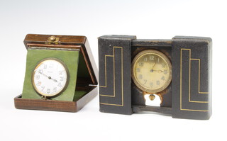 Two Edwardian gilt bedroom timepieces, cased